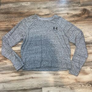 Under Armour Sweatshirt Womens Medium Gray Crew Neck Cropped Pullover Loose